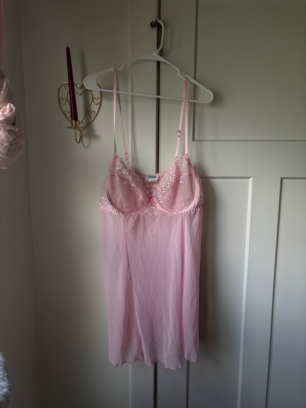 Lovers Lane Light Pink Lace-Trim Slip with Adjustable Straps